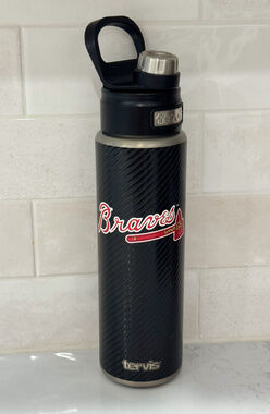 Tervis Atlanta Braves Water Bottle 40oz Stainless Steel Carbon Fiber Wide Mouth